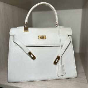 White leather Gurtner ‘Kelly Bag’ medium size